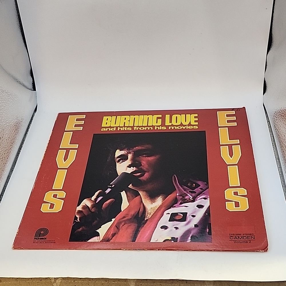 Vintage 1972 Elvis Burning Love and Hits From His Movies LP Vinyl Record CAS2595